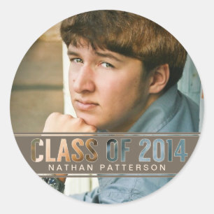 Contemporary Class of 2014 Photo Graduation Classic Round Sticker