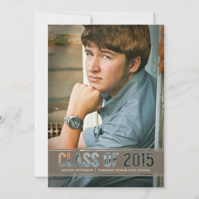 Contemporary Class of 2015 Photo Graduation Party Invitation (Front)