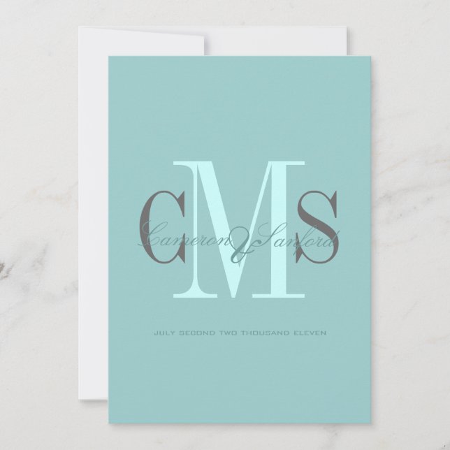 Contemporary + classy monogram Wedding Invitations (Front)