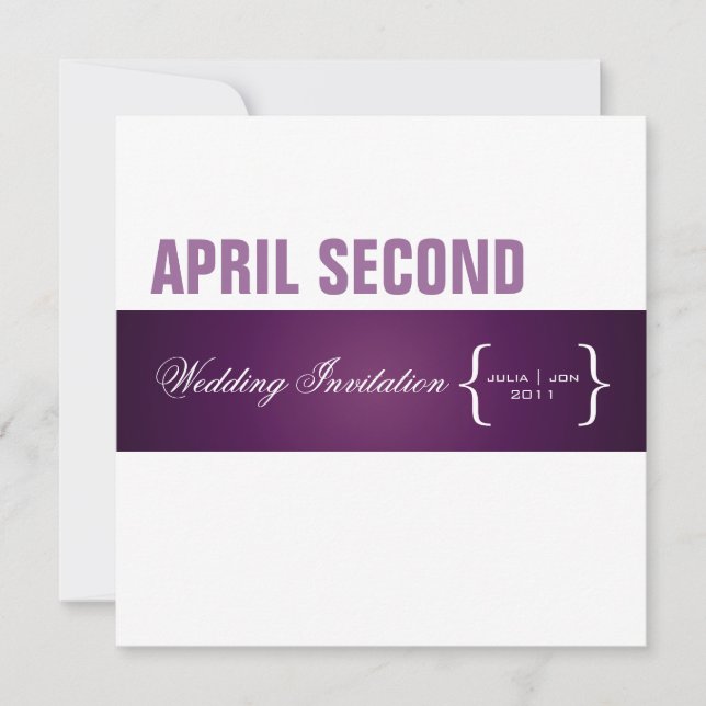Contemporary + classy/plum + white invitation (Front)