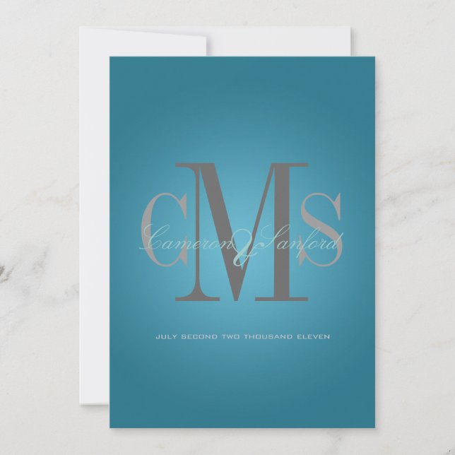 Contemporary + classy/teal blue invitation (Front)