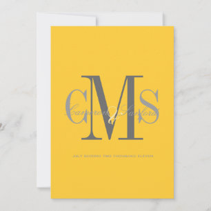 Contemporary + classy/yellow + grey invitation