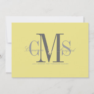 Contemporary + classy/yellow + grey invitation