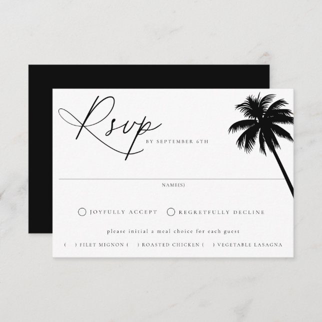 Contemporary Coastal Chic Meal Choice Wedding RSVP Card (Front/Back)