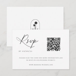 Contemporary Coastal Chic Wedding QR Code RSVP Card