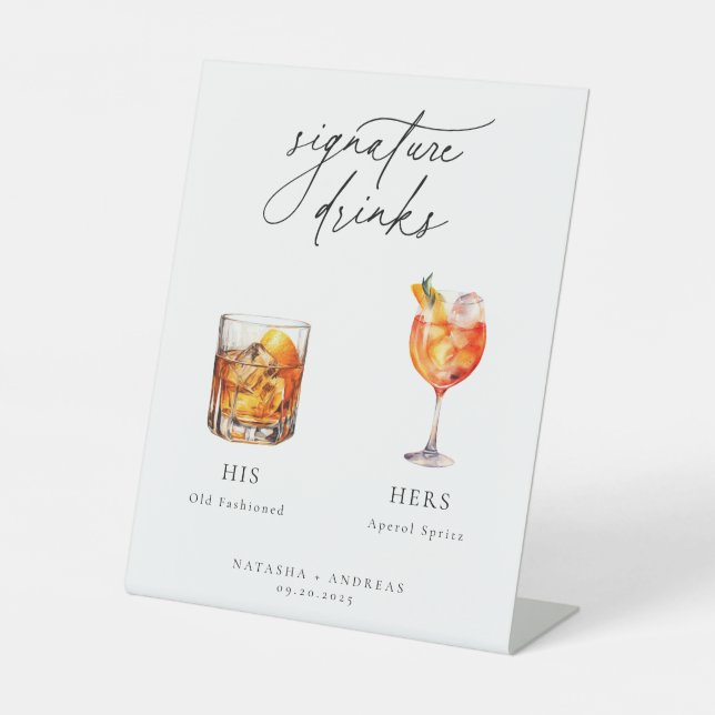 Contemporary Cocktails Signature Drinks Pedestal Sign (Front)