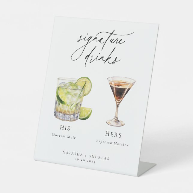 Contemporary Cocktails Signature Drinks Pedestal Sign (Front)