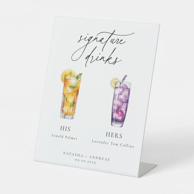 Contemporary Cocktails Signature Drinks Pedestal Sign (Front)