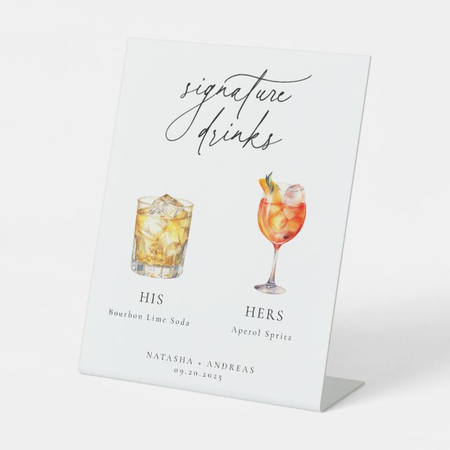 Contemporary Cocktails Signature Drinks Pedestal Sign (Front)