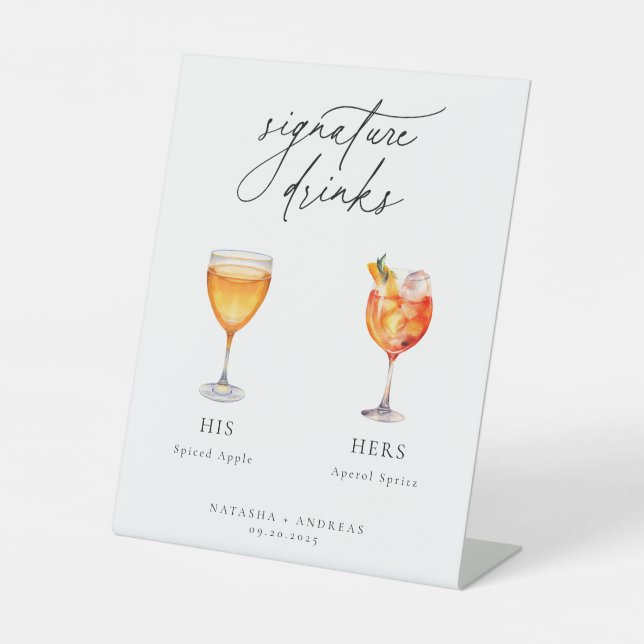 Contemporary Cocktails Signature Drinks Pedestal Sign (Front)