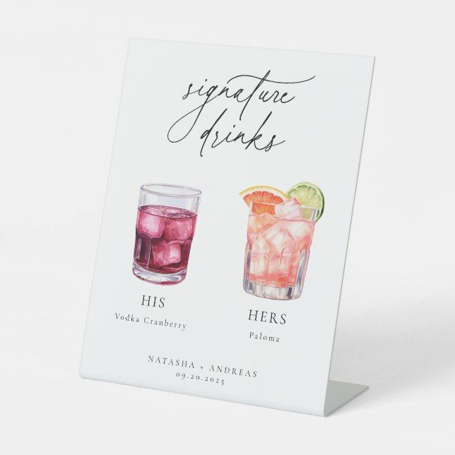 Contemporary Cocktails Signature Drinks Pedestal Sign (Front)