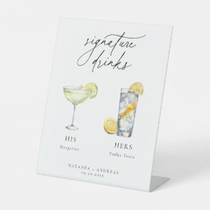 Contemporary Cocktails Signature Drinks Pedestal Sign