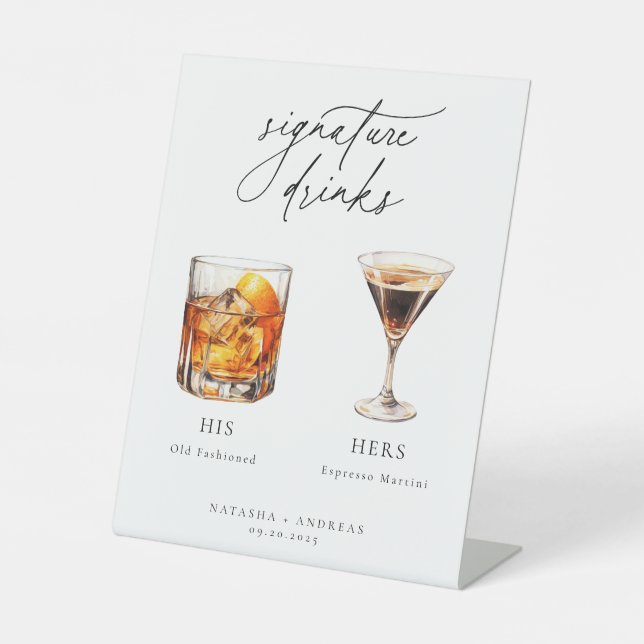 Contemporary Cocktails Signature Drinks Pedestal Sign (Front)