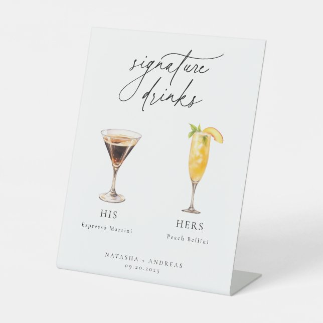Contemporary Cocktails Signature Drinks Pedestal Sign (Front)