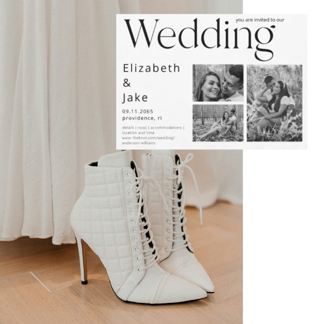 Contemporary Collage B/W Photo Wedding Invitation (Creator Uploaded)