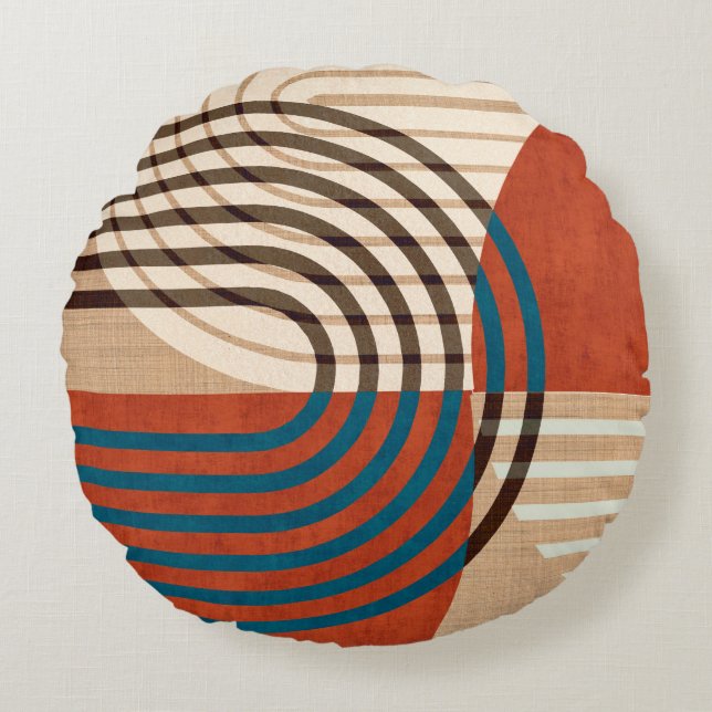 Contemporary collage wall art retro prints set. Fo Round Cushion (Front)