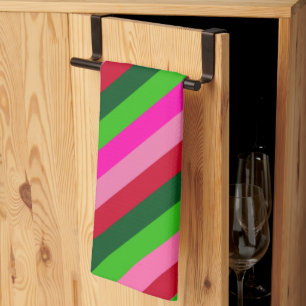 Contemporary Colors Christmas Stripes Tea Towel