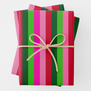 Contemporary Colors Christmas Stripes Wrapping Paper Sheet