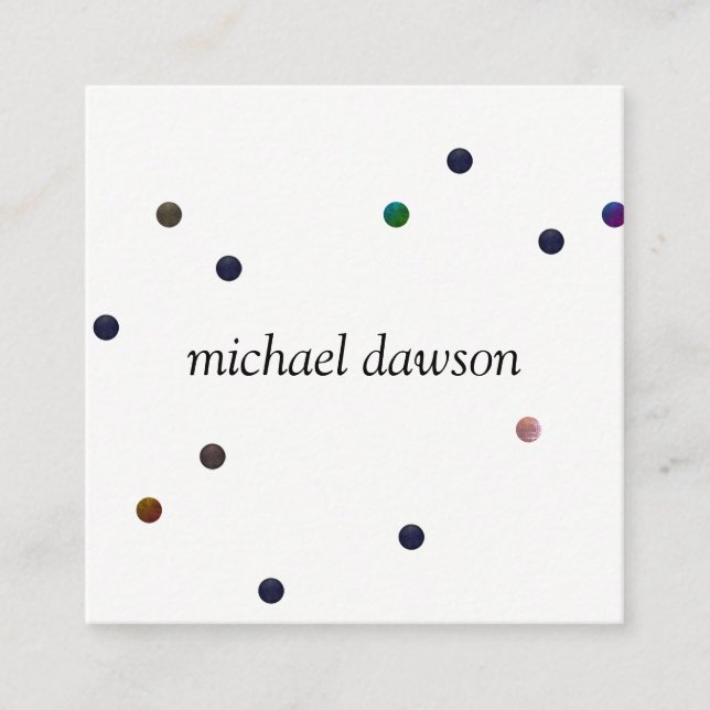 Contemporary Coloured Dots Square Business Card (Front)