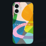 Contemporary Colourful Abstract Art Shapes Name iPhone 16 Case<br><div class="desc">Contemporary Colourful Abstract Shapes Personalised Phone Case</div>