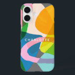 Contemporary Colourful Abstract Art Shapes Name iPhone 16 Case<br><div class="desc">Contemporary Colourful Abstract Shapes Personalised Phone Case</div>
