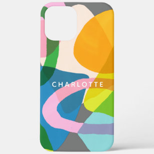 Contemporary Colourful Abstract Art Shapes Name Case-Mate iPhone Case