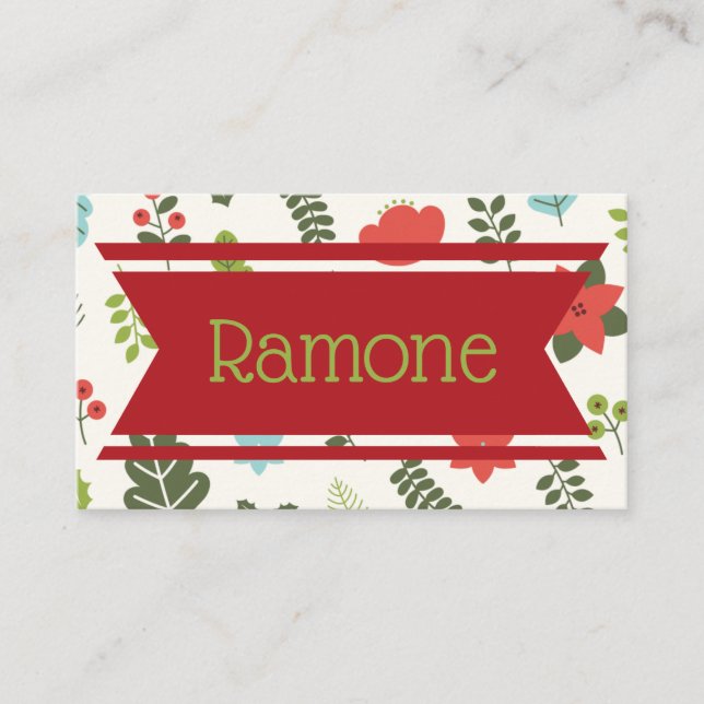 Contemporary Colourful Christmas Place Card (Front)