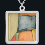 Contemporary Colourful Geometric Shapes Silver Plated Necklace<br><div class="desc">This contemporary painting by Jennifer Goldberger is full of colourful geometric shapes. The style of the work makes it look like it was woven together from different bits of cloth. Order your copy of this piece today!</div>
