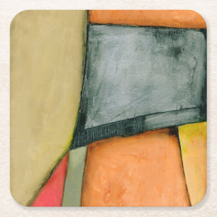 Contemporary Colourful Geometric Shapes Square Paper Coaster