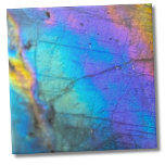 Contemporary Colourful Marble Stone Tile<br><div class="desc">Stunning and colourful rainbow hued labradorite stone photo makes the perfect backdrop or accent. This is a super closeup of a real natural labradorite stone with blue, purple, pink, yellow, and green. Please note that because it is a very close up image, it does NOT have crisp lines. It does...</div>