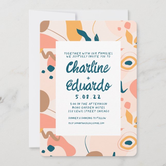 Contemporary Colourful Pastel ModernWedding  Invitation (Front)