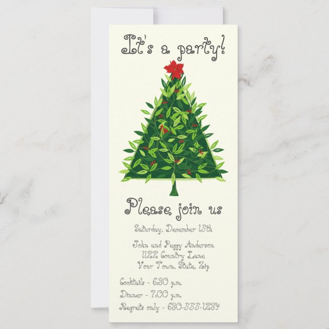 Contemporary Conifer Christmas Party Invitation (Front)