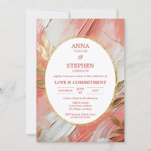 Contemporary Coral Elegance Commitment Ceremony Invitation