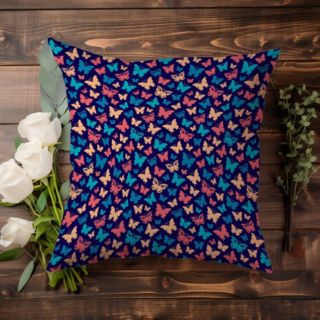 Contemporary coral Purple Butterfly Accent pattern Cushion (Creator Uploaded)