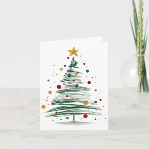 Contemporary Corporate Brushstroke Christmas Tree Holiday Card