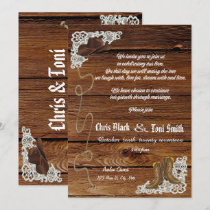 Contemporary Country Boots & Lace Wedding Invite