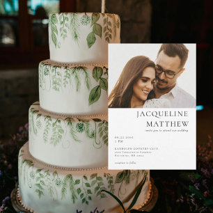 Contemporary Couple Photo QR Code Wedding Invitation