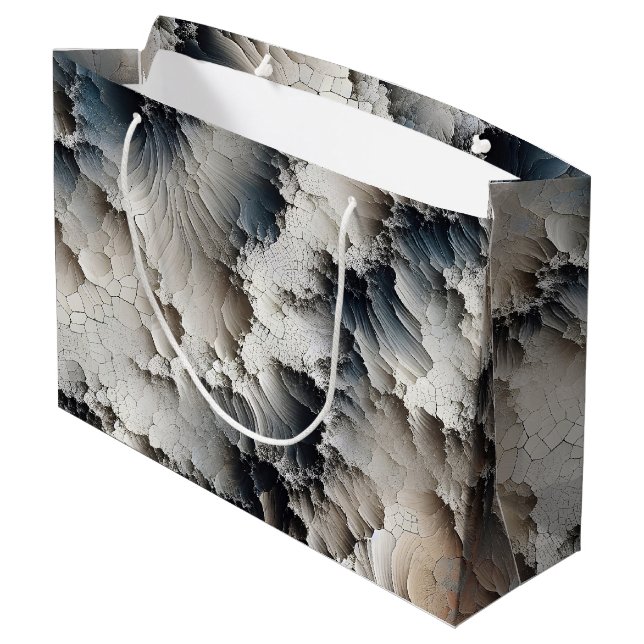 Contemporary Crackle Abstract Large Gift Bag (Back Angled)
