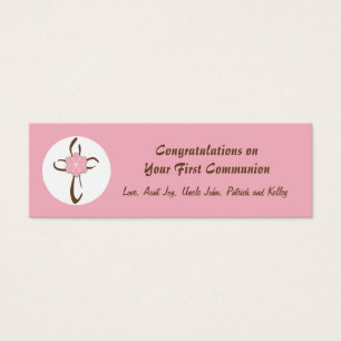 Contemporary Cross Gift Tag in Pink