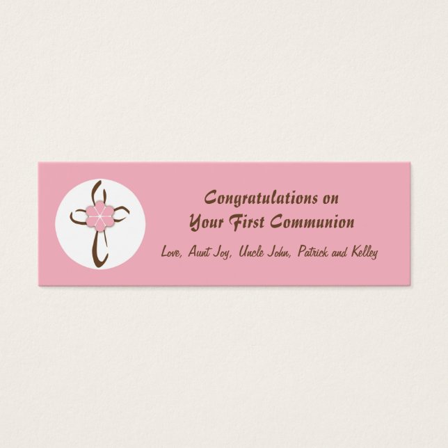 Contemporary Cross Gift Tag in Pink (Front)