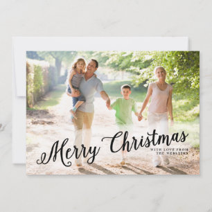 Contemporary Cursive Merry Christmas Photo Holiday Card