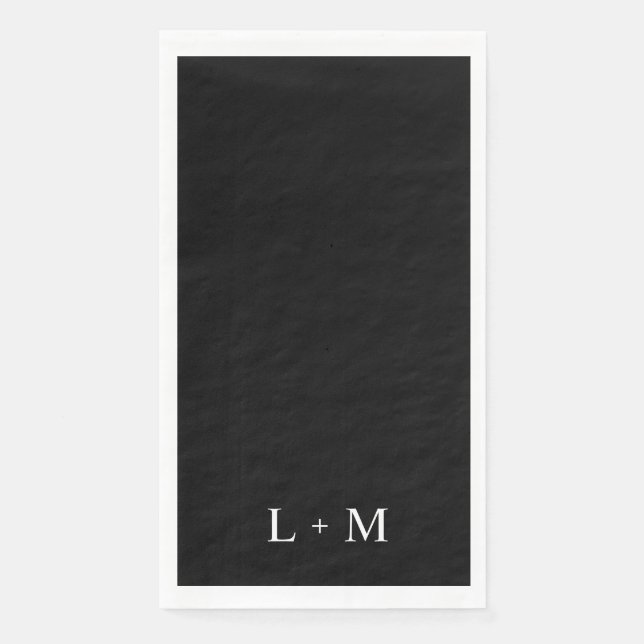 Contemporary Custom Monogram Black Wedding II Napkin (Front)