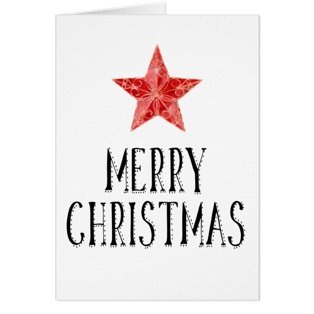 Contemporary Customised Red Star Christmas Card (Front)