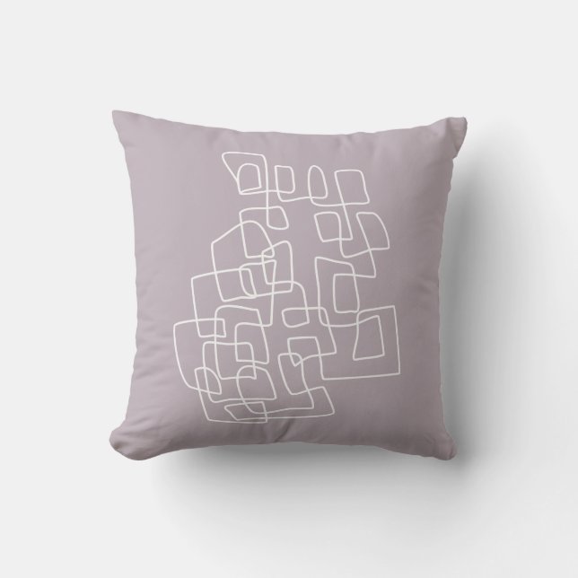 Contemporary Cute Lilac Modern Abstract Line Art Cushion (Front)