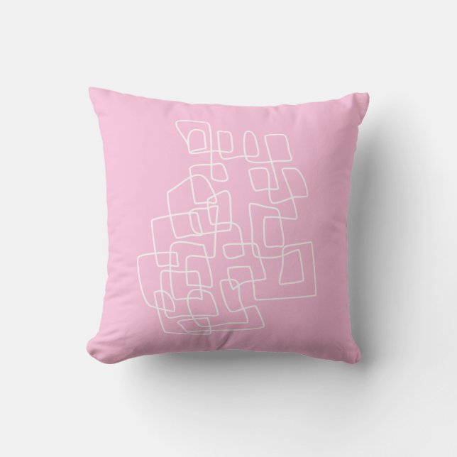 Contemporary Cute Pink Modern Abstract Line Art Cushion (Front)