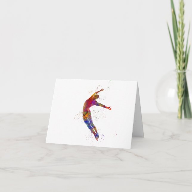 Contemporary dance in watercolor thank you card (Front)