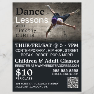 Contemporary Dancer, Dance Lesson Advertising Flyer