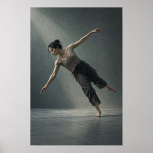 Contemporary Dancer in Dynamic Balance Figurative Poster