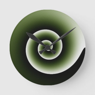 Contemporary Dark Green Stylish Twirl Pattern Round Clock