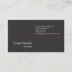 Contemporary Dark Grey Red Charming Business Card